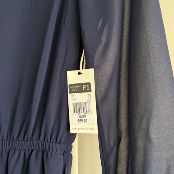 NWT Navy Blue Sheer Chiffon Dress - Picture 3 of 3